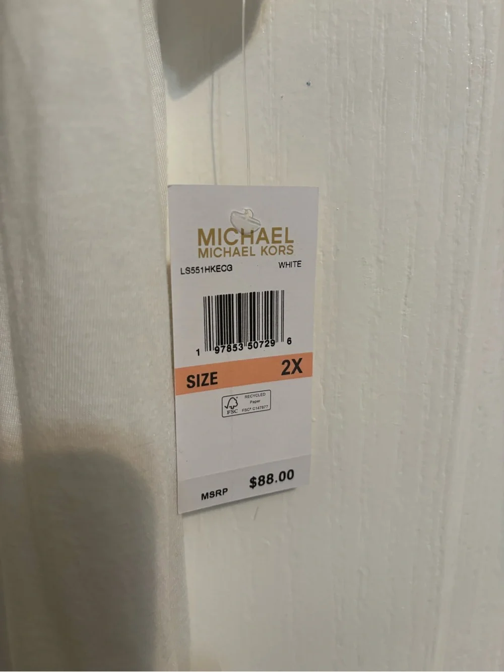 Michael Kors White Tee with Metallic Gold MK Logo